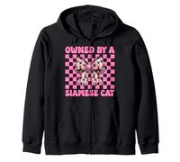 Owned by A Siamois Cat Girl Cat Mom Pink Coquette Bow Sweat à Capuche