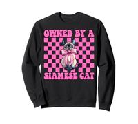 Owned by A Siamois Cat Girl Cat Mom Pink Coquette Bow Sweatshirt