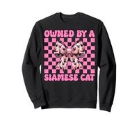Owned by A Siamois Cat Girl Cat Mom Pink Coquette Bow Sweatshirt