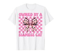 Owned by A Siamois Cat Girl Cat Mom Pink Coquette Bow T-Shirt