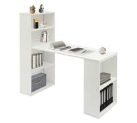 Owneed Bureau avec étagères 120 cm Table de bureau Table d'apprentissage | Grand espace de rangement, peu encombrant, avec 6 étagères, idéal pour le bureau à domicile, les études et les petites pièces