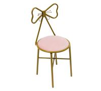 Owneed Chaise cosmétique rose clair - Tabouret avec dossier haut - Chaise cosmétique avec design nœud - Chaise de maquillage pour fille pour maquillage et salle de mode