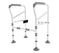 Owneed Support de toilettes, jusqu'à 100 kg, design pliable, hauteur réglable, pour toilettes familiales, salles de bains, hôpitaux, maisons de soins (blanc)