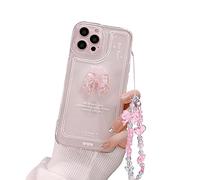 Ownest Compatible avec Coque iPhone 13 Pro Max Cute Rose Arc Aesthetic Transparent Slim Design Antichoc Housse TPU Femme Fille Camera Lens Protection Etui + Flash Color Crystal Perles Chaîne