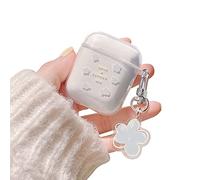 Ownest Compatible Coque pour AirPods 1 & 2 - Étui TPU Souple et Transparent au Design Floral et Mignon - Motif Fleur Bleue pour Filles et Femmes