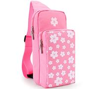 Owngen Joli sac de voyage pour Nintendo Switch/Lite/OLED, petit sac à dos portable Sakura rose à bandoulière pour NS Consolo, station de charge, Joy-Cons, accessoires pour femme (Sakura rose et blanc)