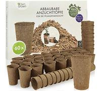 OwnGrown Kit 60x Pots de Culture pour semis de Fleurs et Plantes en Fibres de Bois - Jardin, bac, Serre ou Potager - sans repiquage - Qualité