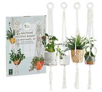 OwnGrown Lot de 4 paniers à Fleurs en macramé : Vase à Fleurs Suspendu de 95 cm - en décoration Vintage et bohème - Vase à Fleurs Suspendu