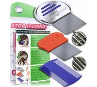OWNHEALER Kit peigne à lentes - Enlèvement rapide et efficace des poux, des lentes et des pellicules pour tous les types de cheveux - Durable - Métal lisse et rainuré - Peignes à dents fines en
