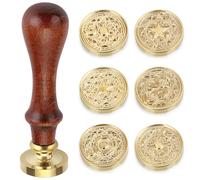 OwnMy 6 PCS Ensemble de tampons de cire avec symboles magiques T tes de tampon de cire et manche en bois Tampon de cire classique r tro vintage K
