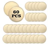 OwnMy Lot de 60 pièces de monnaie vierges en laiton pour gravure laser, 4,1 cm, pièces vierges en laiton avec boîtes de protection en acrylique, collection de pièces de défi vierges personnalisées