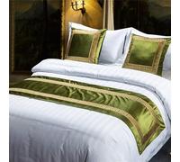 OWNPET Chemin de lit brodé de Couleur Pure, en Velours, Couvre-lit, Drapeau Rouge doré, taies d'oreiller