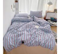 OWNPET Housse de Couette et Drap d'impression à Rayures colorées 3/4 pièces Ensemble de literie Adulte Simple Double Reine Ensemble de draps 200x230cm