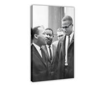 OWNPET Poster sur toile Martin Luther King, Jr et Malcolm X - Décoration murale pour salon, chambre à coucher - Style cadre - 30 x 45 cm