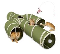 Ownpets Tunnel pour chat - En forme de cactus - 4 voies - Labyrinthe avec tissu Oxford robuste - Pliable et indéchirable - Diamètre : 25 cm - Vert
