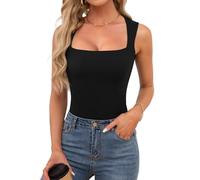 OwnTime Débardeurs d'été habillés à col carré sans Manches Sexy pour Sortir, Hauts Tendance, Noir, Taille M