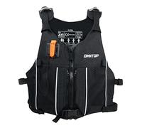 Owntop Aides à la Flottabilité pour Adultes et Adolescents avec Pack Hydratation, Sifflet et Poches Double Filet, Ajustable Gilet de Natation pour Le Paddle, Kayak, Pêche (Noir, Adolescent-XXS)