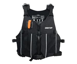 Owntop Aides à la Flottabilité pour Adultes et Adolescents avec Pack Hydratation, Sifflet et Poches Double Filet, Ajustable Gilet de Natation pour Le Paddle, Kayak, Pêche (Noir, XL-XXL)