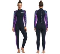 Owntop Combinaison de plongée intégrale en néoprène de 3/2 mm pour femme - Fermeture éclair dans le dos - Manches longues - Pour plongée sous-marine, surf, plongée avec tuba - Thermique pour eau