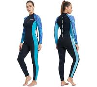 Owntop Combinaison de plongée intégrale en néoprène de 3/2 mm pour femme - Fermeture éclair dans le dos - Manches longues - Pour plongée sous-marine, surf, plongée avec tuba - Thermique pour eau