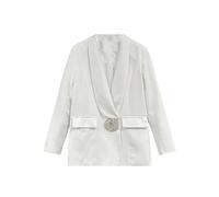 Ownwfeat Blazer formel de luxe pour femme avec détails en diamant épissé simple boutonnage coupe ample élégant manteau de cérémonie, blanc, M