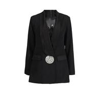 Ownwfeat Blazer tempérament pour femme avec boutons en diamant et poches à simple boutonnage coupe ajustée manteau de bureau pour femme, Noir , M