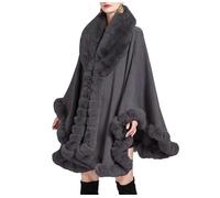 Ownwfeat Cape décontractée à capuche pour femme, col rabattable, manches chauve-souris, coupe ajustée, poncho, 4, Taille unique