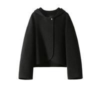 Ownwfeat Cardigan à capuche à manches longues pour femme avec bouton unique, Gris foncé 9., M