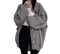 Ownwfeat Cardigan coréen Harajuku pour femme, pour l'automne et l'hiver, gris, Taille Unique
