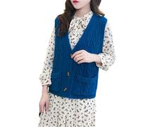 Ownwfeat Gilet Femme Pull Col V Cardigan Laine Tricoté Gilet sans Manches