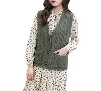 Ownwfeat Gilet Femme Pull Col V Cardigan Laine Tricoté Gilet sans Manches