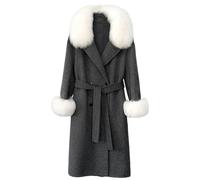 Ownwfeat Manteau à double boutonnage pour femme - Col rabattu - Manches longues - Coupe ample - Chaud - Épais - Midi - Longue tendance, Comme sur la photo 13., M