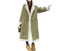 Ownwfeat Parka longue à double boutonnage pour femme - Col rabattu - Taille large - Chaud et épais, EN8, M