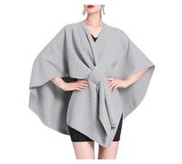 Ownwfeat Poncho décontracté doux pour femme avec ceinture col en V et manches chauve-souris épais et chaud, 8, Taille unique