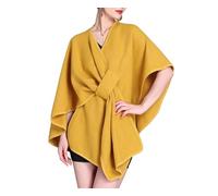 Ownwfeat Poncho décontracté doux pour femme avec ceinture col en V et manches chauve-souris épais et chaud, 12, Taille unique
