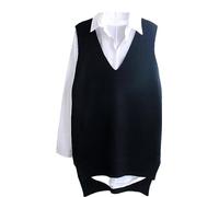 Ownwfeat Pull Tricoté sans Manches pour Femmes, Gilet Ample, Col en V, Hauts Pull