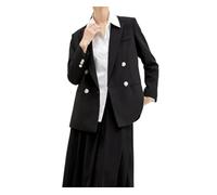 Ownwfeat Veste blazer femme soffice col mandarin manches longues fermeture bouton unique poches, Manteau noir sur mesure, M