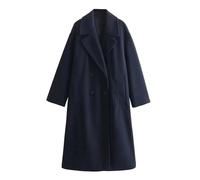 Ownwfeat Veste longue décontractée en tricot pour femme - Col rond - Manches longues - Coupe droite - Épais - Haut d'extérieur, Bleu S, XL