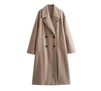 Ownwfeat Veste longue décontractée en tricot pour femme - Col rond - Manches longues - Coupe droite - Épais - Haut d'extérieur, Deep Khahi, M