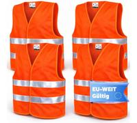 OwnWheel 4x Gilets haute visibilité pour voitures ISO 20471 - Gilet de sécurité 2026 orange : Gilets de sécurité et de dépannage pour voitures, véhicules de tourisme et camions - Accessoires auto