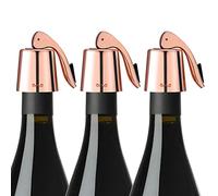 OWO - Bouchon de Bouteille de vin - en Acier Inoxydable, avec Silicone - Expansif, réutilisable - pour Conserver Le vin (Or Rose 3 Pièces)