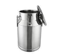 OWOHYG Bidon à Lait en Acier Inoxydable 304, 15 à 60 L, Seau à Lait, Seau à vin, pichet à Liquide avec Trois Boucles de Verrouillage, pour Le Stockage et Le Transport, 20 L (32 x 40 cm)