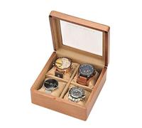 OWOHYG Boîte à Montres en Bois avec Couvercle en Verre Transparent, boîte de Rangement à 4 Chiffres, boîte de Rangement pour Bijoux (A 17,5 x 17,5 x 8,5 cm), A-17,5 x 17,5 x 8,5 cm