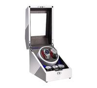 OWOHYG Boîtier de Montre 2+3 Remontoir Automatique avec Coque en Bois Clair LED et Cuir en Fibre de Carbone, Moteur Silencieux, 4 rotations, réglage M
