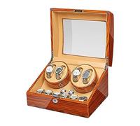OWOHYG Boîtier de Montre en Bois Massif d'ébène, Remontoir Automatique, Peinture extérieure Piano, Moteur Silencieux, Double Alimentation, Mode de Rotation, Accessoires, boîte de Montre
