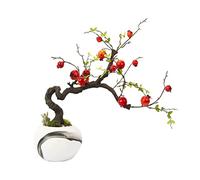 OWOHYG Bonsaï Artificiel de Grenadier avec Pot en céramique, Ornements d'arbre Artificiel pour la décoration de la Maison, du Salon et du Bureau