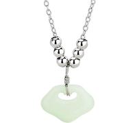 OWOHYG Bracelet en Jade Hetian Naturel, Pendentif en Argent Sterling, Collier de Bon augure Feng Shui, Richesse, amulette spirituelle, Chakra Contre Le Mal, Cadeau Porte-Bonheur pour fem