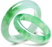 OWOHYG Bracelets pour Femme en Agate calcédoine, Bracelet jonc en Jade Vert Naturel Flottant, Style Chinois Classique et élégant, Porte-Bonheur, avec boîte à Bijoux, 56 mm