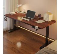 OWOHYG Bureau réglable pour Ordinateur de Bureau, Bureau de Jeu, avec Porte-gobelet et Crochet pour Casque, Bureau Ergonomique Assis-Debout, Cadre en Acier Robuste, Blanc 140 x 70 cm, ma