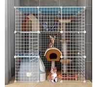 OWOHYG Cage pour Chat d'intérieur, enclos pour Chat, Grand Parc à Chat, Cage métallique détachable à Monter soi-même pour Chat, Furet et Petits Animaux (Une Couleur, 110 x 75 x 10 cm)